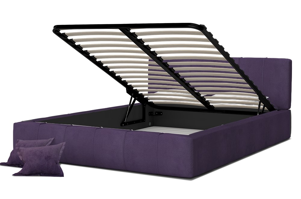 Luxusní postel FLORIDA 140x200 s kovovým zdvižným roštem FIALOVÁ