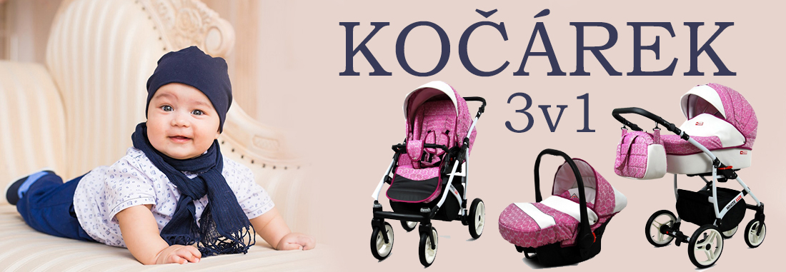 Kočárek 2v1 BabyLux White Lux Sweet Pink