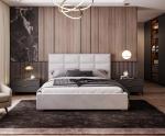Čalouněná postel APOLLO 120x200 Bílá Trinity s úložným prostorem kovový rošt