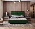Čalouněná postel APOLLO 120x200 Tmavě zelená Trinity s úložným prostorem kovový rošt